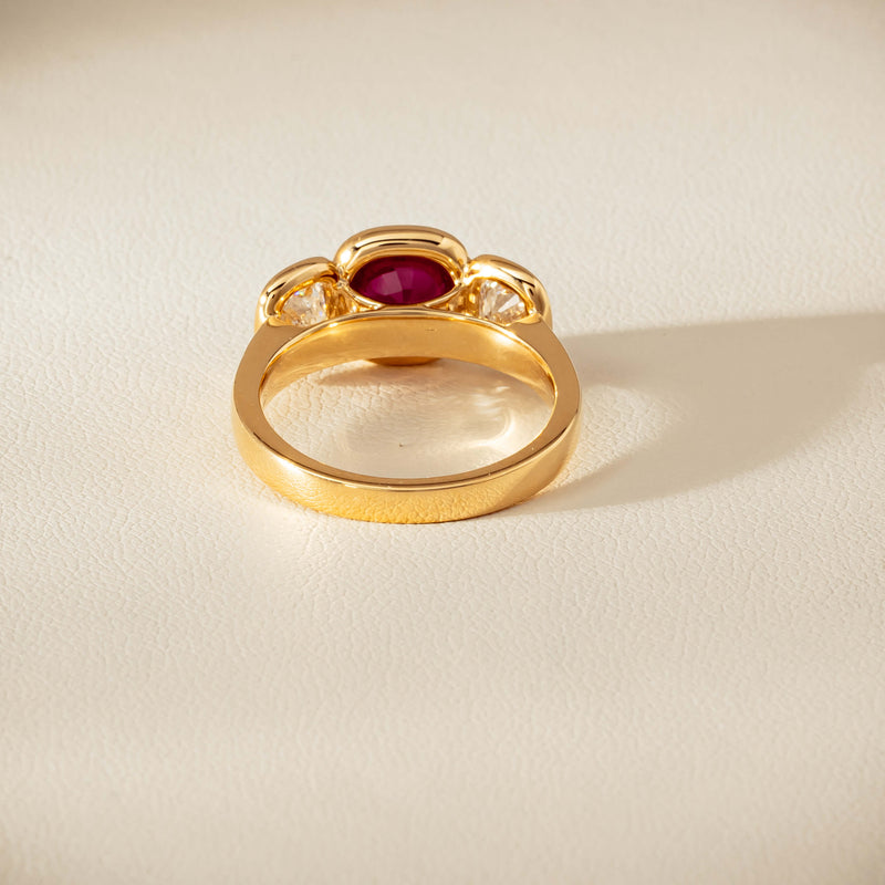 18ct Yellow Gold 1.52ct Ruby & Diamond Three-Stone Natalia Ring - Ring - Walker & Hall