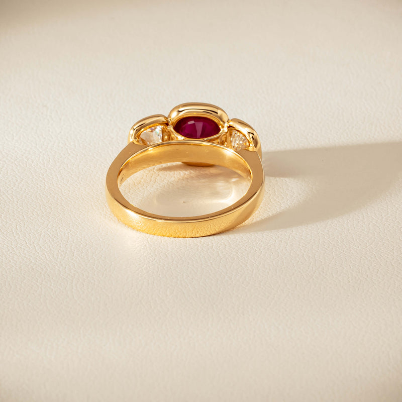 18ct Yellow Gold 1.52ct Ruby & Diamond Three-Stone Natalia Ring - Ring - Walker & Hall