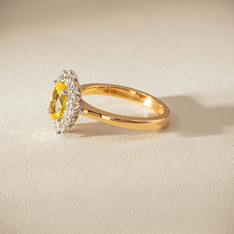 18ct Yellow Gold 1.51ct Yellow Sapphire & Diamond Belle Ring - Ring - Walker & Hall