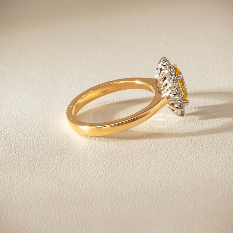 18ct Yellow Gold 1.51ct Yellow Sapphire & Diamond Belle Ring - Ring - Walker & Hall