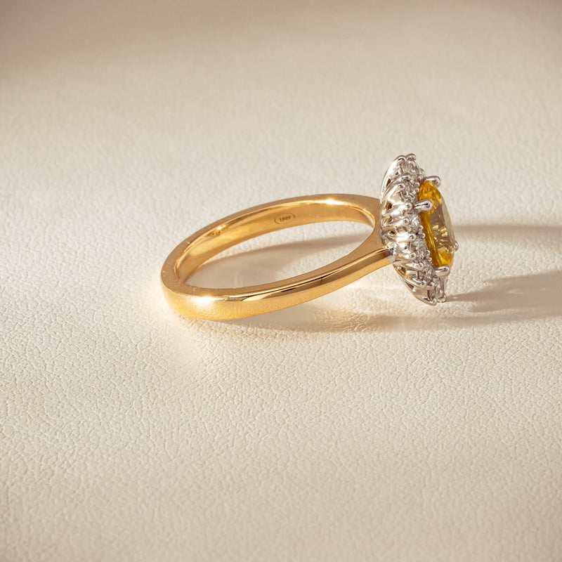 18ct Yellow Gold 1.51ct Yellow Sapphire & Diamond Belle Ring - Ring - Walker & Hall