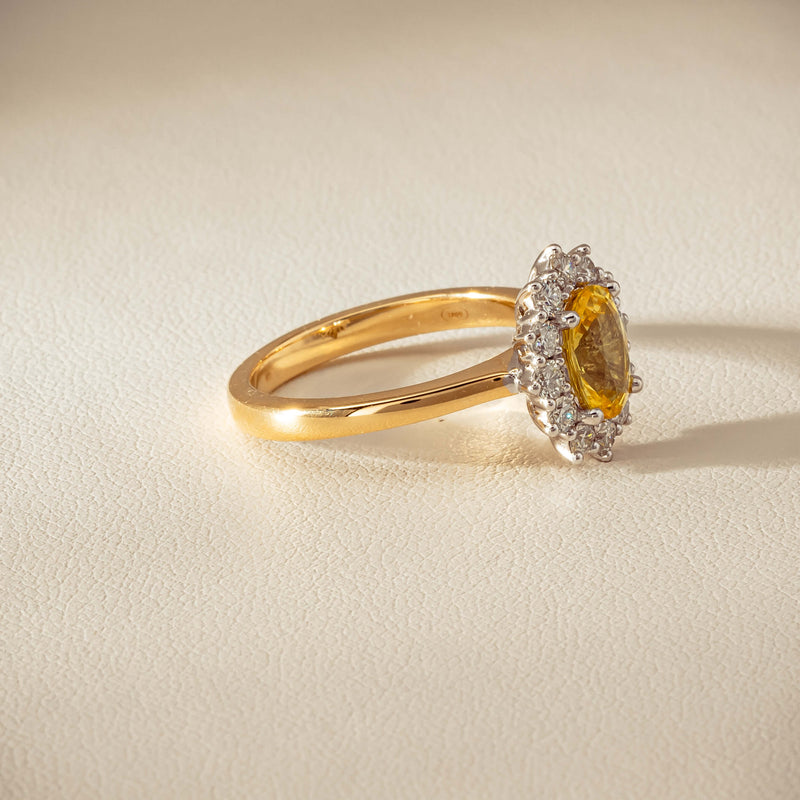 18ct Yellow Gold 1.51ct Yellow Sapphire & Diamond Belle Ring - Ring - Walker & Hall
