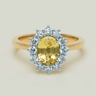 18ct Yellow Gold 1.51ct Yellow Sapphire & Diamond Belle Ring - Ring - Walker & Hall