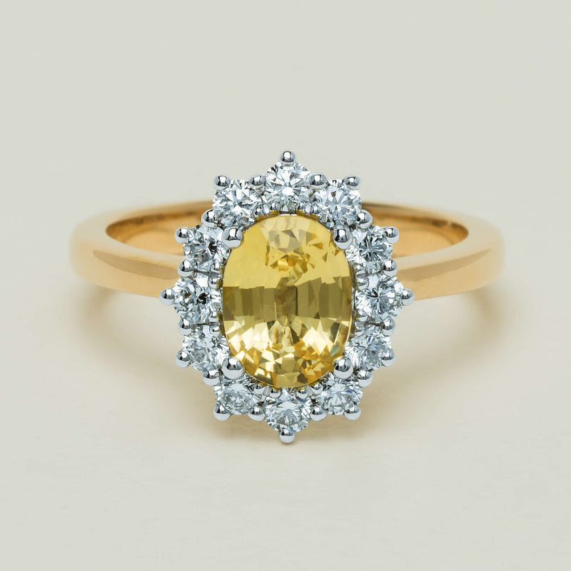 18ct Yellow Gold 1.51ct Yellow Sapphire & Diamond Belle Ring - Ring - Walker & Hall