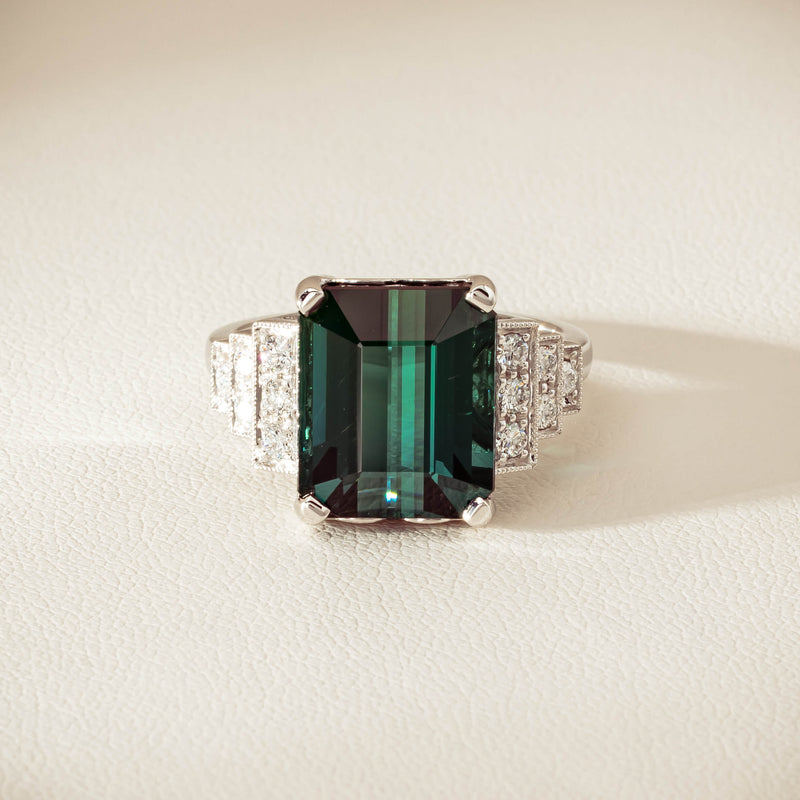 18ct White Gold 8.03ct Tourmaline & Diamond Maya Ring - Ring - Walker & Hall