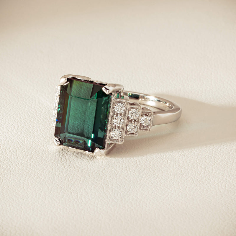 18ct White Gold 8.03ct Tourmaline & Diamond Maya Ring - Ring - Walker & Hall