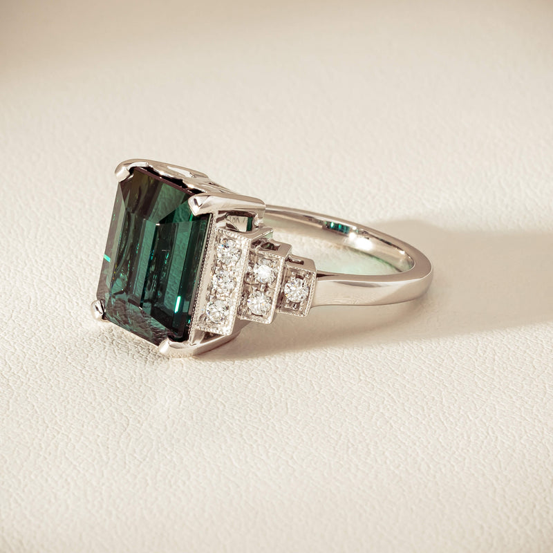 18ct White Gold 8.03ct Tourmaline & Diamond Maya Ring - Ring - Walker & Hall