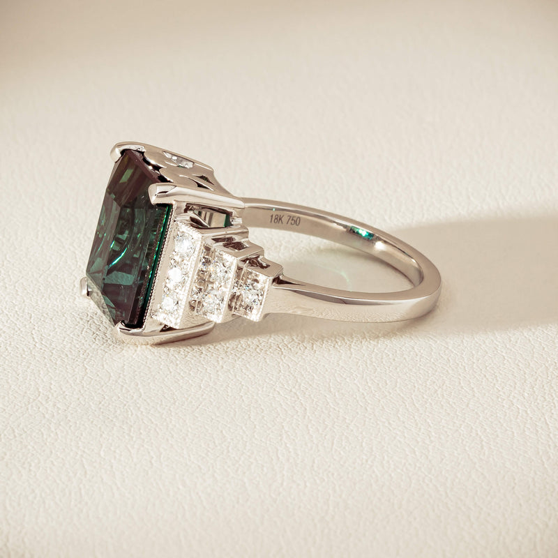 18ct White Gold 8.03ct Tourmaline & Diamond Maya Ring - Ring - Walker & Hall