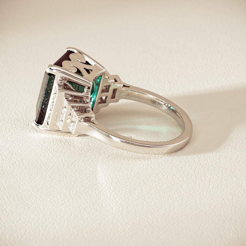 18ct White Gold 8.03ct Tourmaline & Diamond Maya Ring - Ring - Walker & Hall