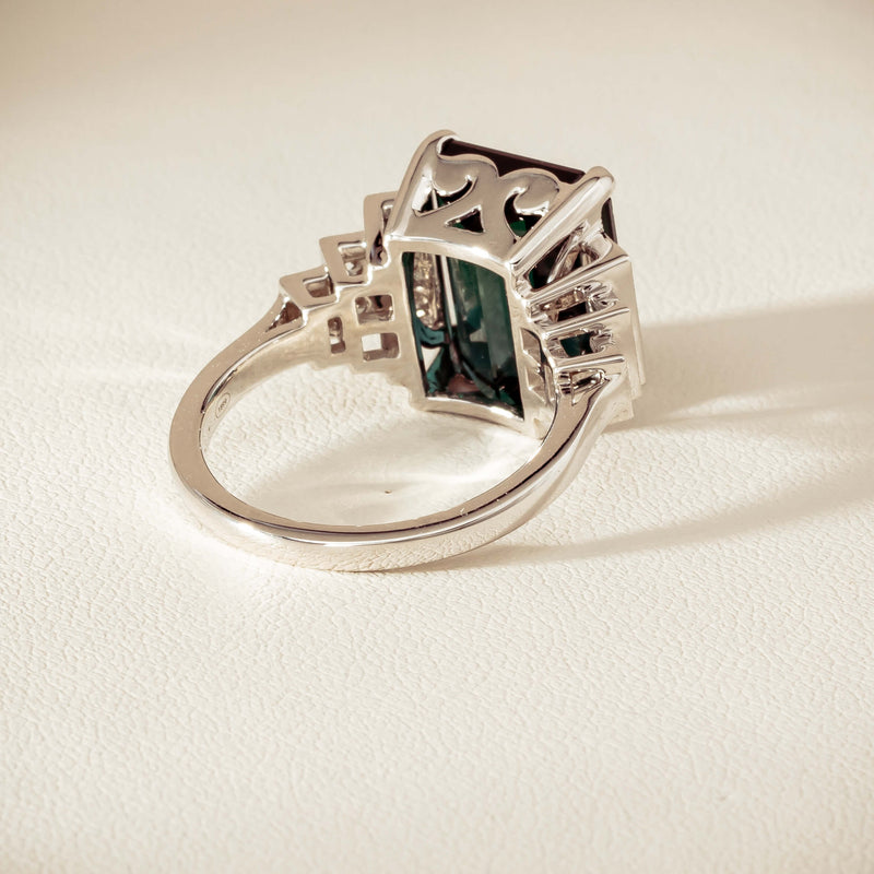 18ct White Gold 8.03ct Tourmaline & Diamond Maya Ring - Ring - Walker & Hall