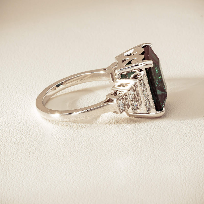 18ct White Gold 8.03ct Tourmaline & Diamond Maya Ring - Ring - Walker & Hall