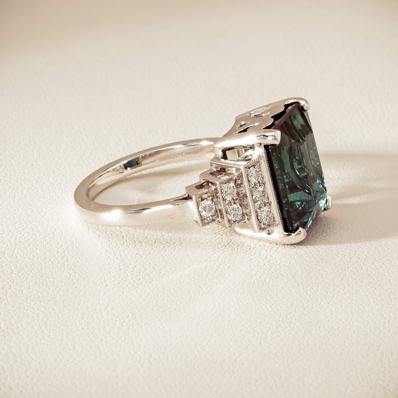 18ct White Gold 8.03ct Tourmaline & Diamond Maya Ring - Ring - Walker & Hall