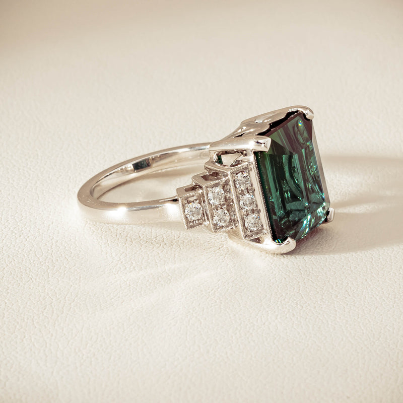 18ct White Gold 8.03ct Tourmaline & Diamond Maya Ring - Ring - Walker & Hall