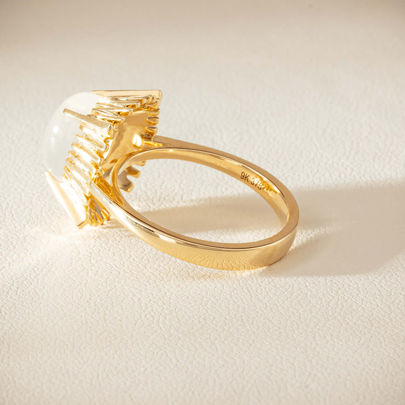 9ct Yellow Gold Moonstone Meteor Ring - Ring - Walker & Hall