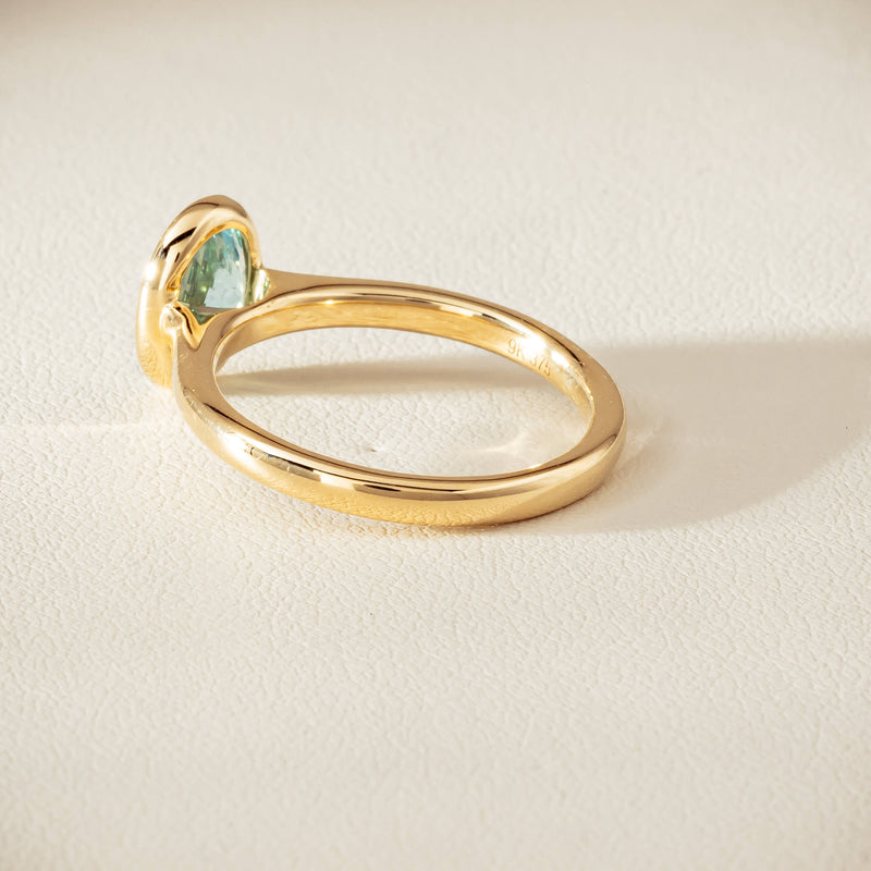 9ct Yellow Gold Aquamarine Rubover Set Ring - Ring - Walker & Hall