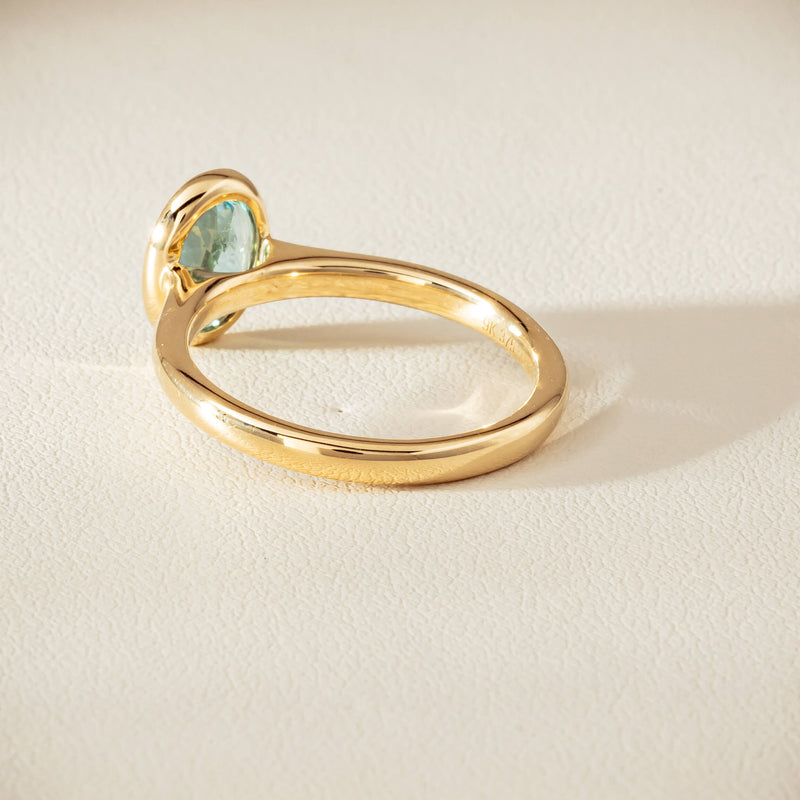 9ct Yellow Gold Aquamarine Rubover Set Ring - Ring - Walker & Hall