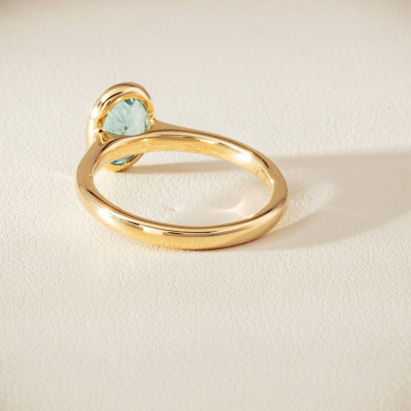 9ct Yellow Gold Aquamarine Rubover Set Ring - Ring - Walker & Hall