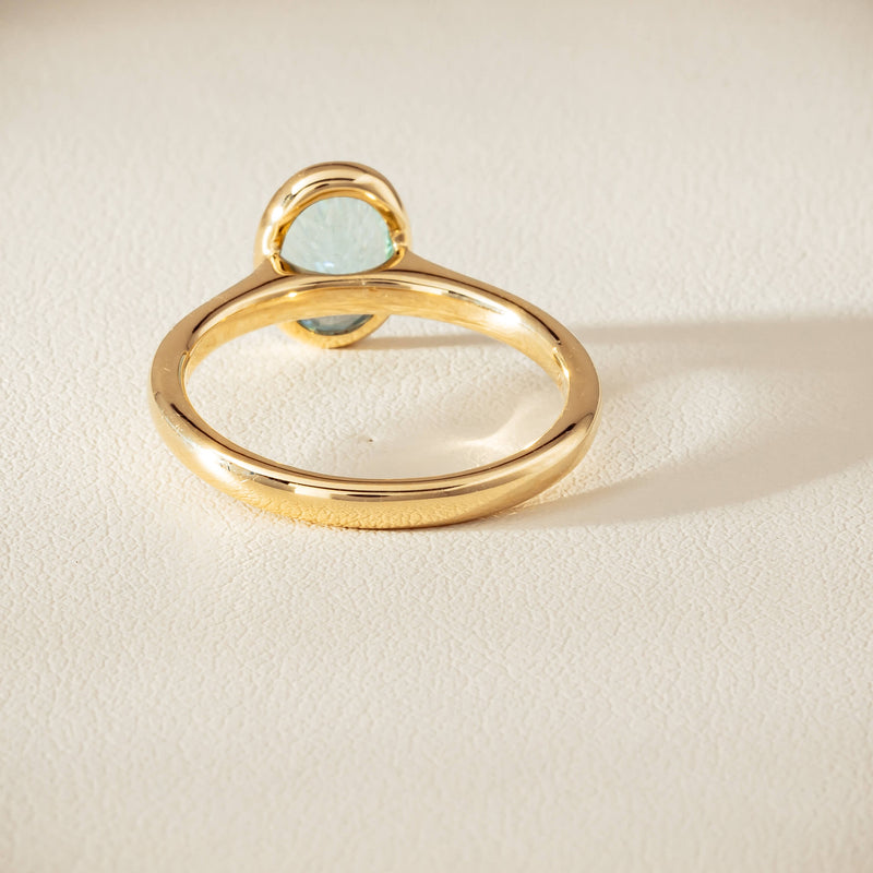 9ct Yellow Gold Aquamarine Rubover Set Ring - Ring - Walker & Hall