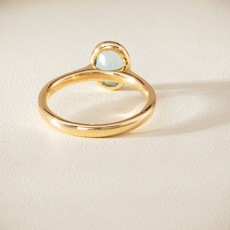 9ct Yellow Gold Aquamarine Rubover Set Ring - Ring - Walker & Hall