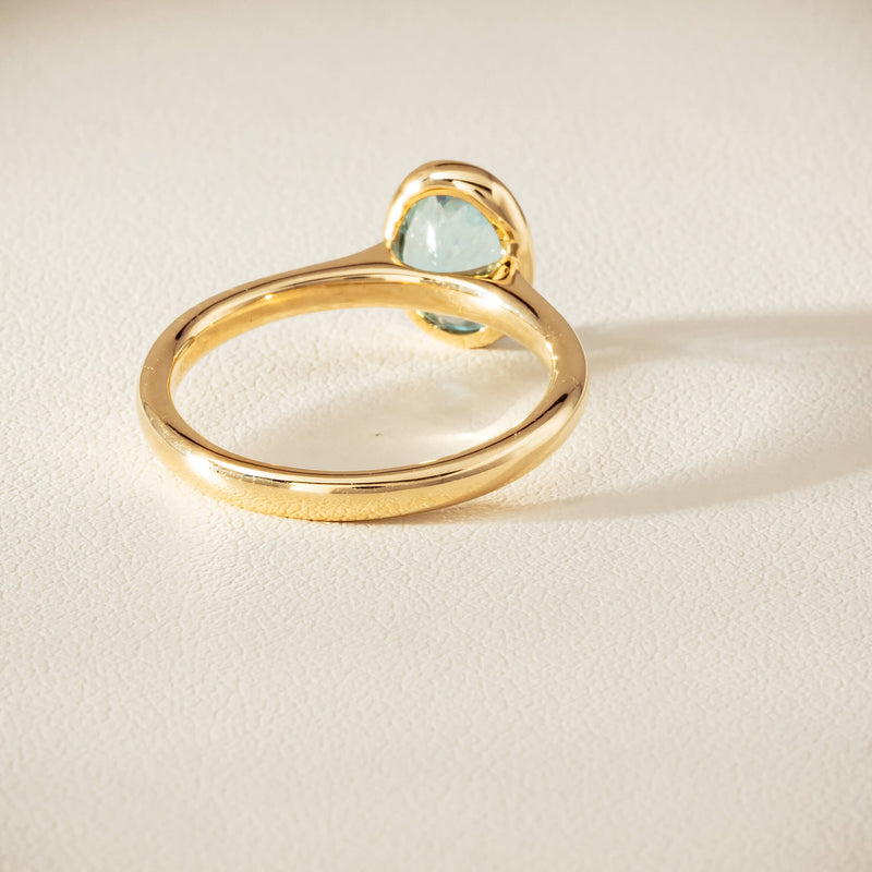 9ct Yellow Gold Aquamarine Rubover Set Ring - Ring - Walker & Hall