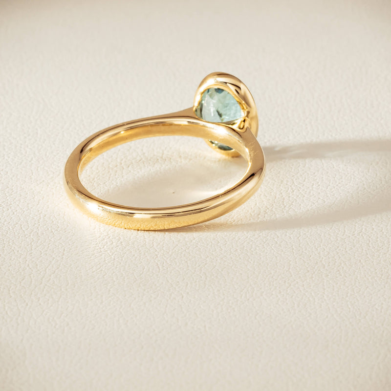 9ct Yellow Gold Aquamarine Rubover Set Ring - Ring - Walker & Hall
