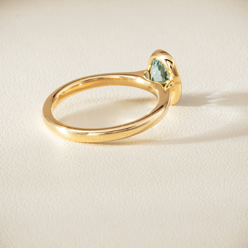 9ct Yellow Gold Aquamarine Rubover Set Ring - Ring - Walker & Hall