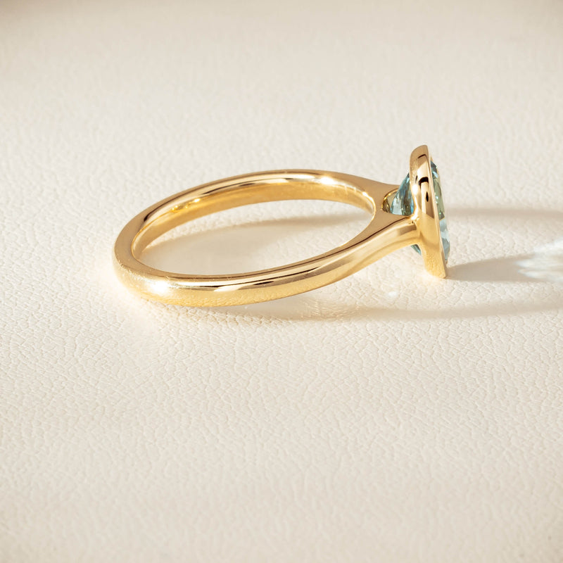 9ct Yellow Gold Aquamarine Rubover Set Ring - Ring - Walker & Hall