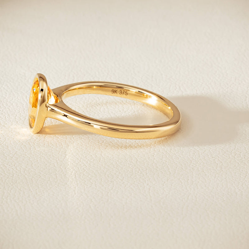 9ct Yellow Gold Yellow Topaz Rubover Set Ring - Ring - Walker & Hall