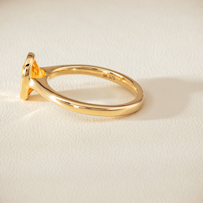 9ct Yellow Gold Yellow Topaz Rubover Set Ring - Ring - Walker & Hall