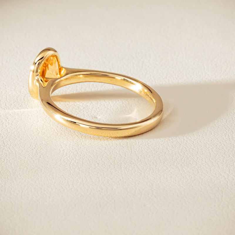 9ct Yellow Gold Yellow Topaz Rubover Set Ring - Ring - Walker & Hall