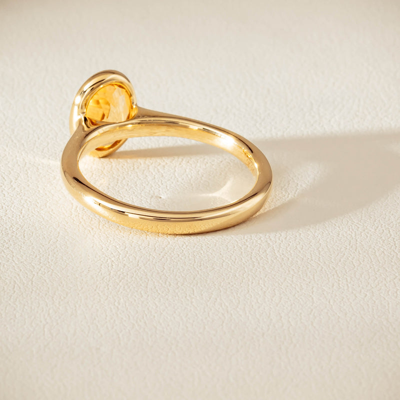 9ct Yellow Gold Yellow Topaz Rubover Set Ring - Ring - Walker & Hall