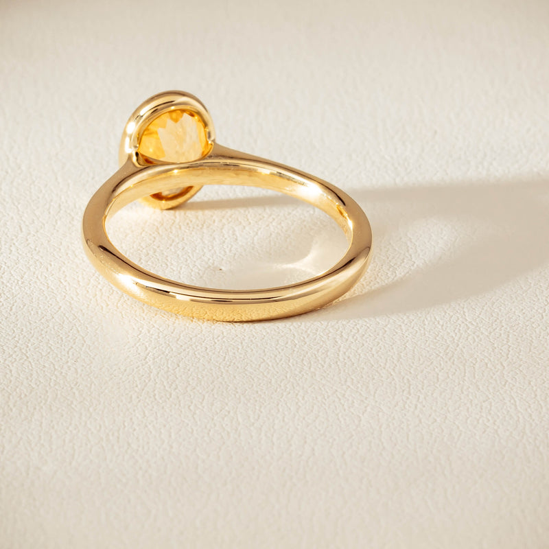 9ct Yellow Gold Yellow Topaz Rubover Set Ring - Ring - Walker & Hall