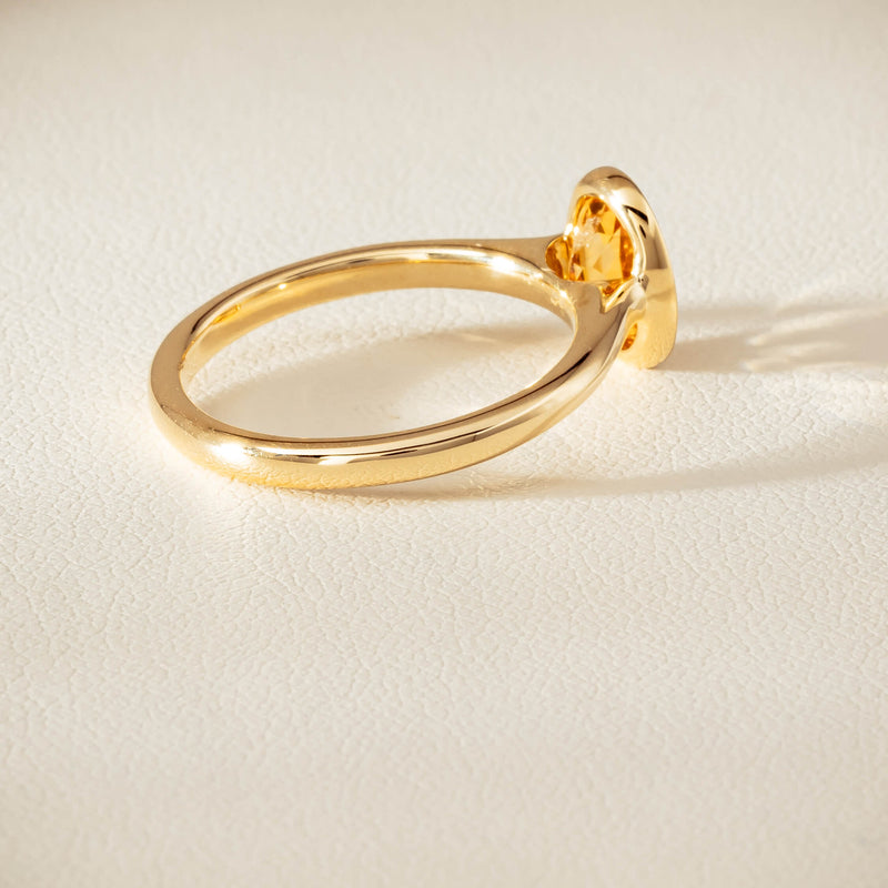 9ct Yellow Gold Yellow Topaz Rubover Set Ring - Ring - Walker & Hall