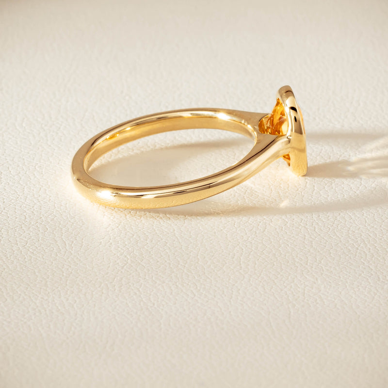 9ct Yellow Gold Yellow Topaz Rubover Set Ring - Ring - Walker & Hall