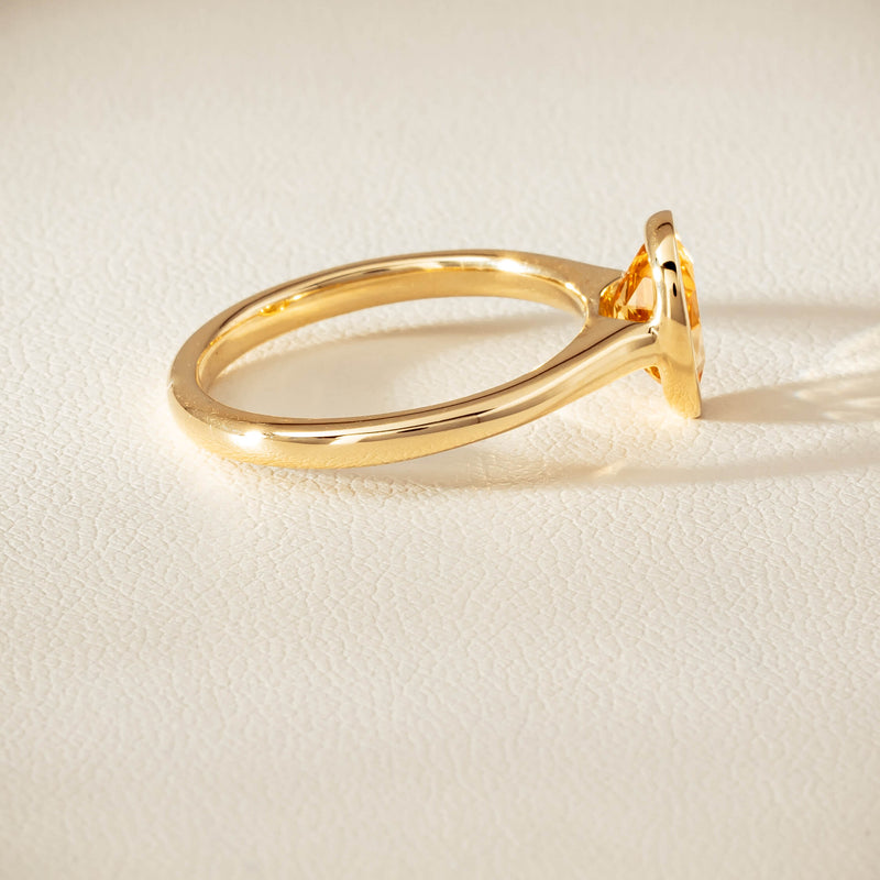 9ct Yellow Gold Yellow Topaz Rubover Set Ring - Ring - Walker & Hall