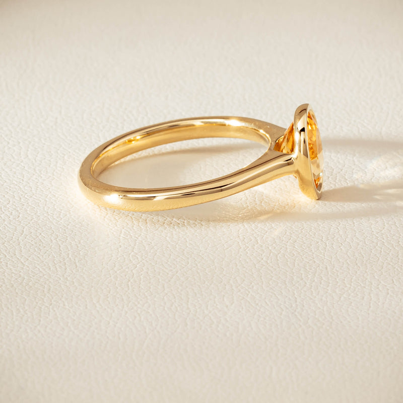 9ct Yellow Gold Yellow Topaz Rubover Set Ring - Ring - Walker & Hall