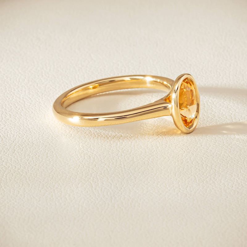 9ct Yellow Gold Yellow Topaz Rubover Set Ring - Ring - Walker & Hall
