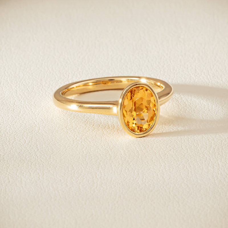 9ct Yellow Gold Yellow Topaz Rubover Set Ring - Ring - Walker & Hall