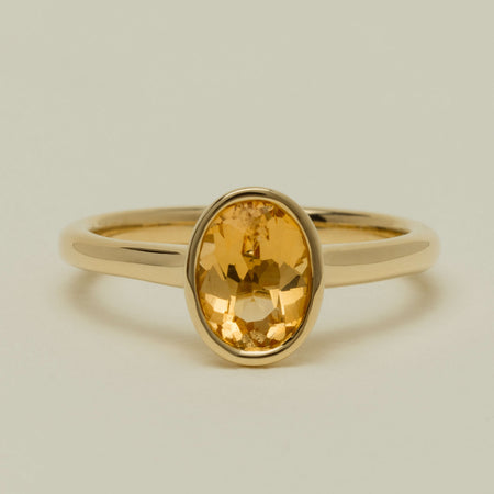 9ct Yellow Gold Yellow Topaz Rubover Set Ring - Ring - Walker & Hall
