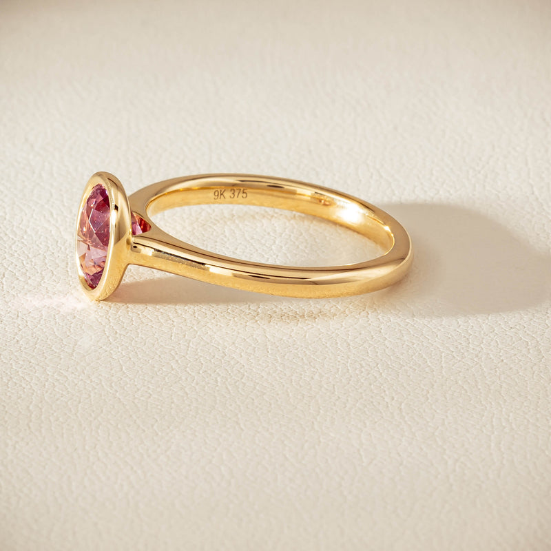 9ct Yellow Gold Pink Tourmaline Rubover Set Ring - Ring - Walker & Hall
