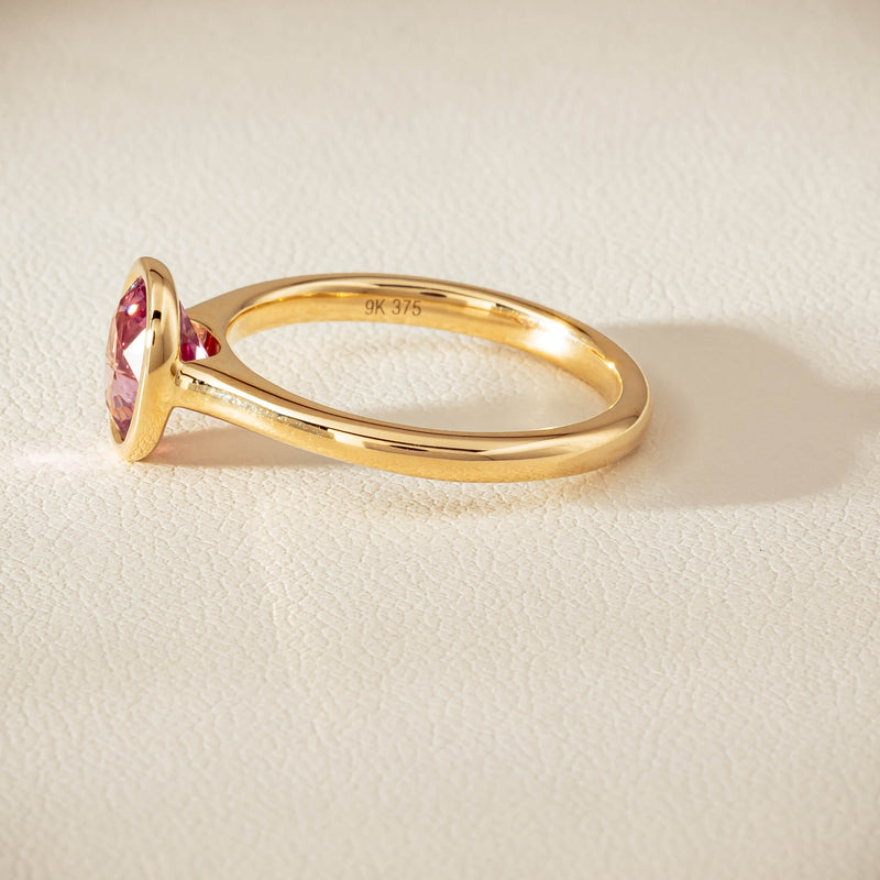 9ct Yellow Gold Pink Tourmaline Rubover Set Ring - Ring - Walker & Hall