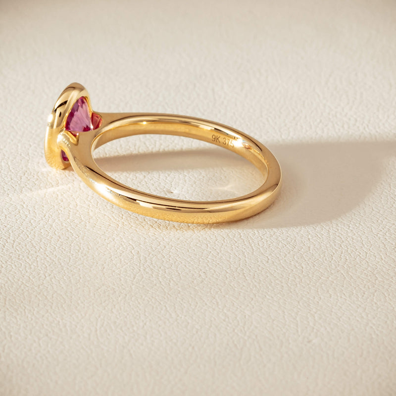9ct Yellow Gold Pink Tourmaline Rubover Set Ring - Ring - Walker & Hall