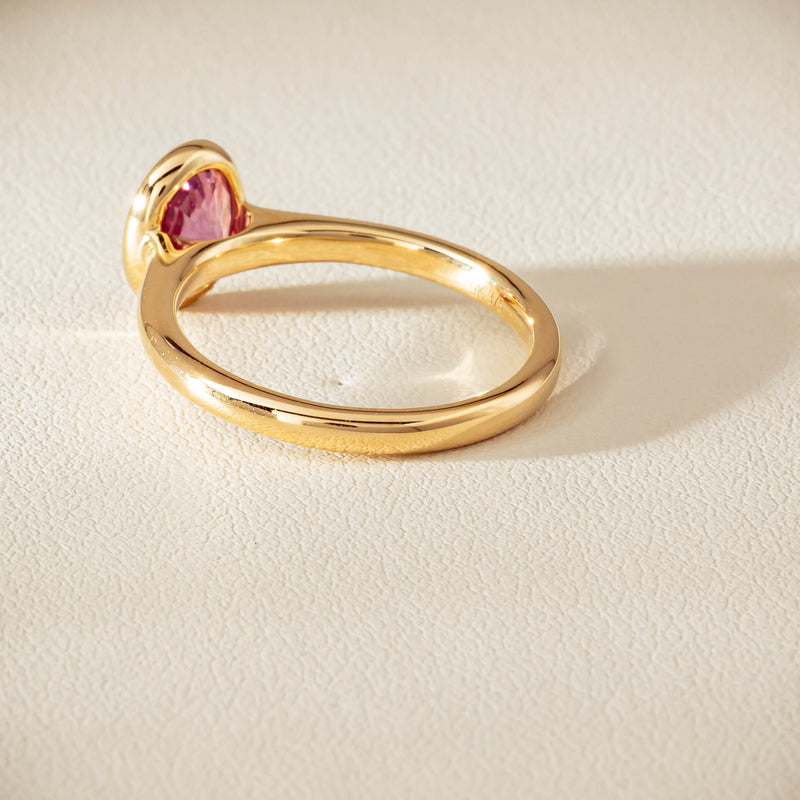 9ct Yellow Gold Pink Tourmaline Rubover Set Ring - Ring - Walker & Hall