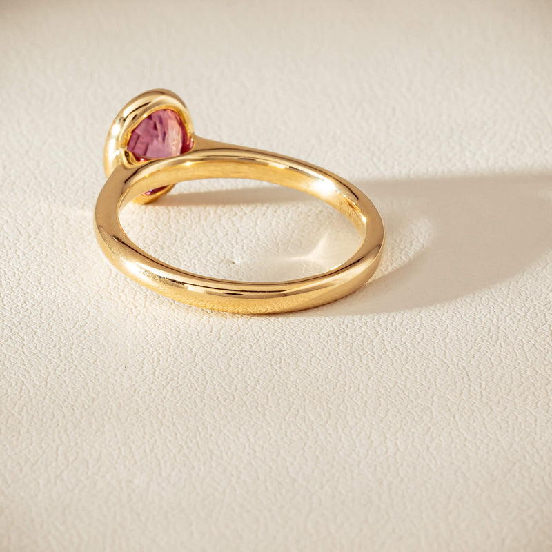 9ct Yellow Gold Pink Tourmaline Rubover Set Ring - Ring - Walker & Hall