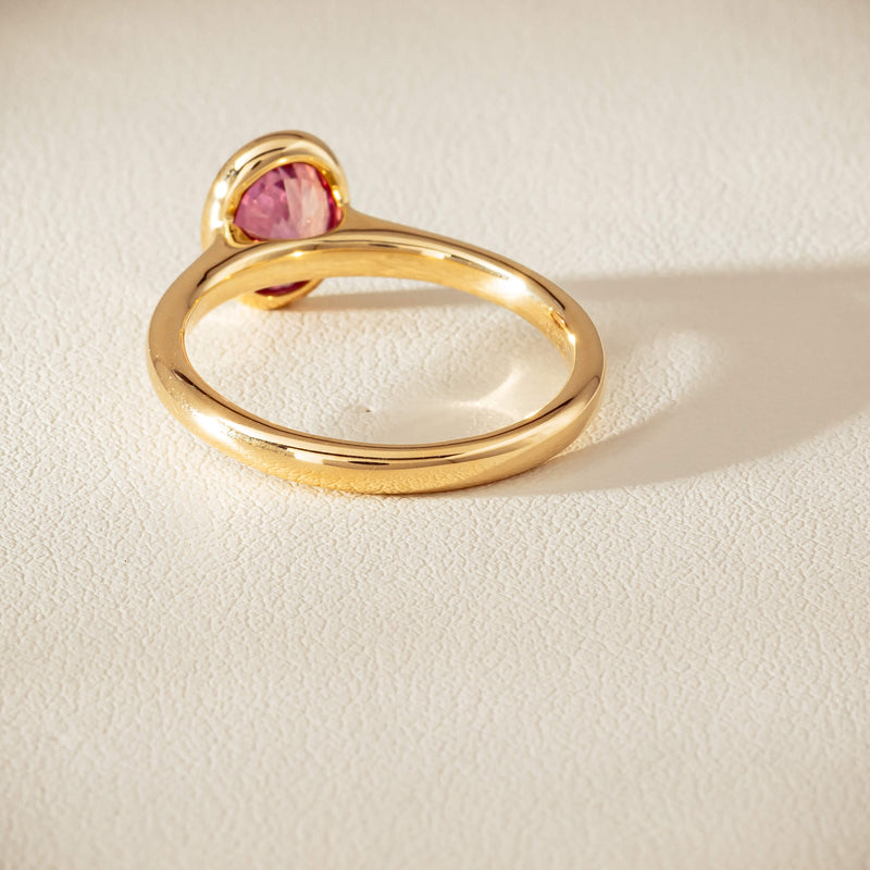 9ct Yellow Gold Pink Tourmaline Rubover Set Ring - Ring - Walker & Hall