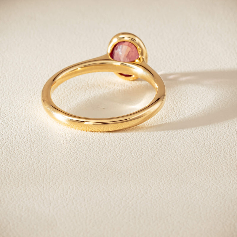 9ct Yellow Gold Pink Tourmaline Rubover Set Ring - Ring - Walker & Hall