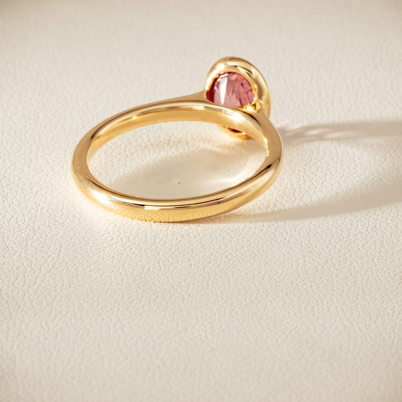 9ct Yellow Gold Pink Tourmaline Rubover Set Ring - Ring - Walker & Hall