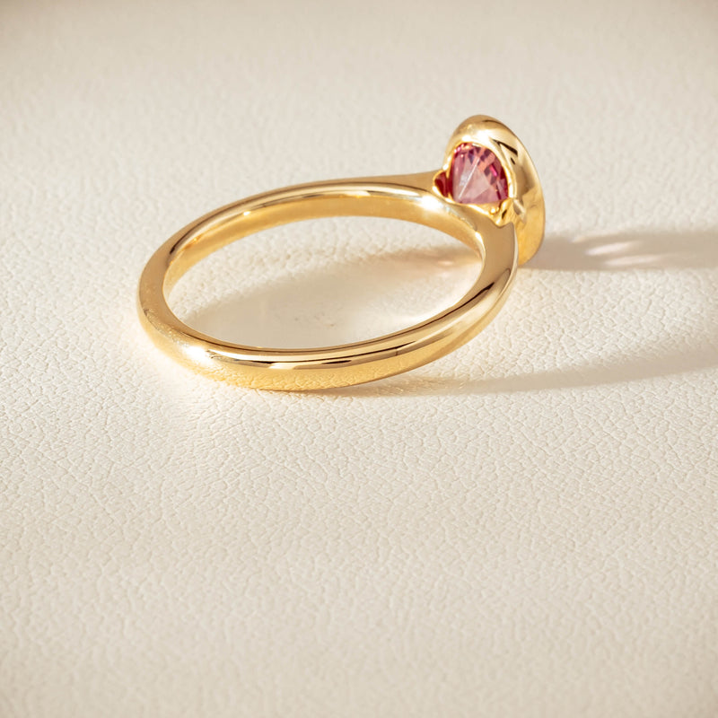 9ct Yellow Gold Pink Tourmaline Rubover Set Ring - Ring - Walker & Hall