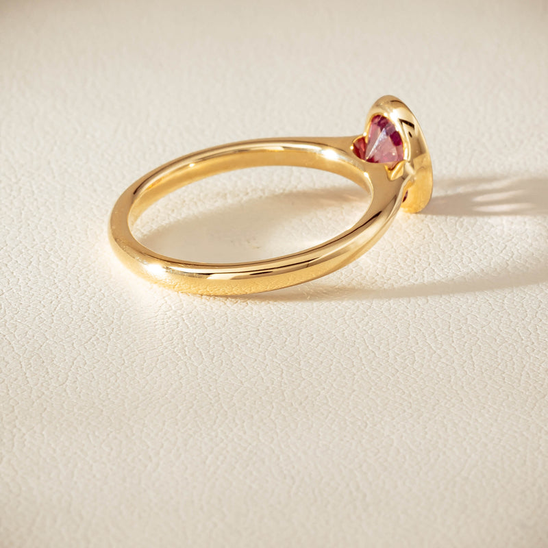 9ct Yellow Gold Pink Tourmaline Rubover Set Ring - Ring - Walker & Hall