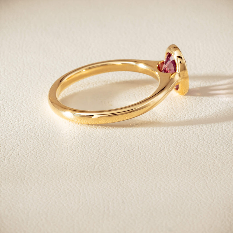 9ct Yellow Gold Pink Tourmaline Rubover Set Ring - Ring - Walker & Hall